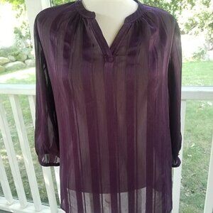I Heart Ronson Purple Sheer Blouse Tunic Womens M